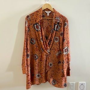 Floral pink flowy blouse | size 2X